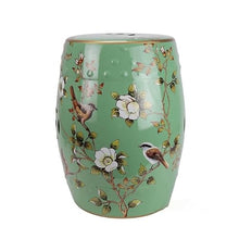 Ceramic Garden Stool Decorative Garden Stools Ceramic Blue And Green Flowers And Birds Shoe Bench Vanity Stool Bathroom Patio Living Room Round Drum Stool Sandals Coffee Table Ornaments Garden Stool C