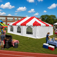 Party Tents Direct 20' x 30' Weekender Pole Canopy, Red Top with Sidewalls