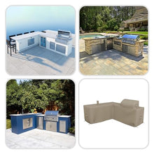 Covers & all Outdoor Kitchen Island Cover, Customize Left Right & Straight Shapes,12 Oz Waterproof UV & Weather Resistant Patio BBQ Grill Island protector with Handles Air Vents (Beige)