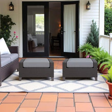 Outdoor Escape Set of 2 Outdoor Ottomans for Patio Use, Aluminum Wicker Outdoor Footstool for Patio or Garden Seating Comfort
