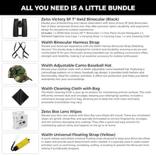 ZEISS 8x42 Victory SF Binoculars Bundle Set for Bird Watching with Harness Strap, Camo Hat, Cleaning Cloth, Lens Wipes, and Floating Strap
