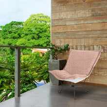 Howard Elliott Collection Patio Scroll Puff Chair Titanium- Alicante Blush