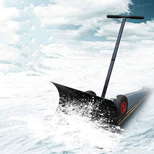 Snow Shovel Manual Rolling Snow Pusher | with 2 Wheels and Extension Steel Handle Used for Road Snow Removal Tools Snow Pusher
