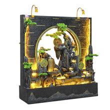 Elegant Zen Landscape Waterfall Fountain with LED Lighting and Artificial Greenery – Indoor and Outdoor Feng Shui Water Feature for Home and Garden Décor(2757)