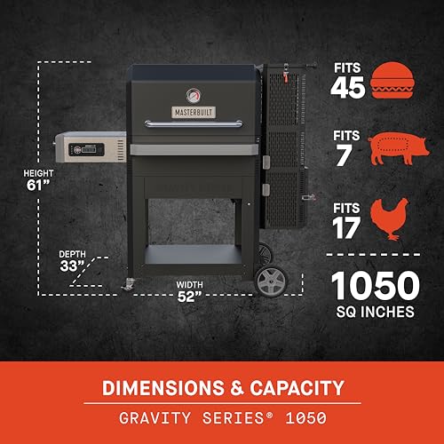 Masterbuilt Gravity Series 1050 Digital Charcoal Grill and Smoker Black