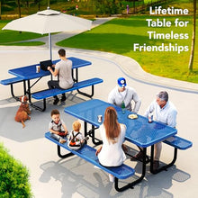 OUTTANS Commercial Metal Picnic Table (Blue, 6' Rectangular)