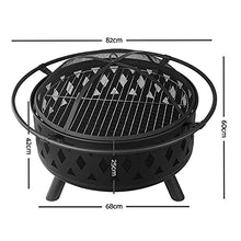 Fire Pit Outdoor Large Bonfire Wood Burning Firepit Bowl BBQ Charcoal Grill Picnic Stove with Spark Screen Cover, Log Grate, Poker, Brazier for Backyard Garden Camping Bonfire Patio