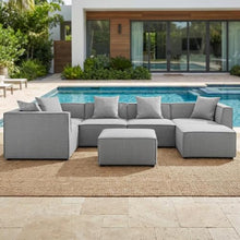 Outdoor Escape Gray 7-Piece Outdoor Patio Upholstered Sectional Sofa, Cushioned Seating, Durable Frame, Outdoor Lounge Set