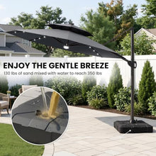 OROTLECT 11' LED Lights Cantilever Patio Umbrella With Base