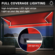 Patio Awning Retractable, Fully Assembled Motorized LED Light Awnings, Window Door Sunshade Shelter Waterproof, Large Canopy for Patio Deck Yard with UV Protection, Red,9.8X8.2ft