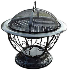 Fire Pits Outdoor Wood Burning Outdoor Fire Pit Deep Bonfire Wood Burning Patio & Backyard Firepit for Outside with Round Spark Screen, Fireplace Poker with Cover BBQ Cooking for Outsid