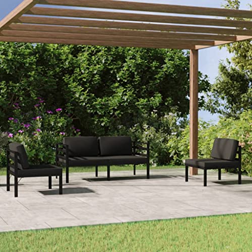 HEFZGDB 4 Piece Patio Lounge Set with Cushions Aluminum Anthracite Outdoor Patio Furniture Set Patio Furniture Set Patio Table and Chairs Set Suitable for Garden, Living Room, Poolside.