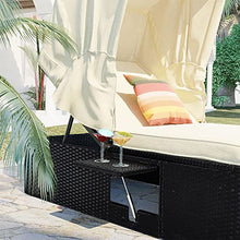 MNSSRN Upholstered Outdoor Patio Lounge, Canopy Cup Table, 5-Level Adjustable Backrest, Thick Cushions Matching Table for Poolside, Balcony, Beach, Patio,Beige