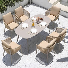 Outdoor Table and Chair Combination, Courtyard Garden, Sunroom, Villa, Internet Famous Hotel Restaurant, Outdoor Leisure, Plastic Wood Long Dining Table n1