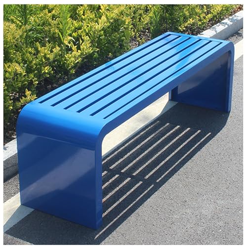 ARMERI Garden Bench for Outdoors, Metal Bench Weatherproof Outdoor Benches, Backless Patio Benches, Garden Benche for Garden Patio Porch Park Backyard,Blue,150x40x45cm