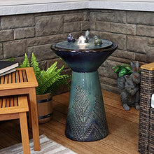 Sunnydaze 28" Ceramic Garden Water Fountain with LED Lights & Bird Accents