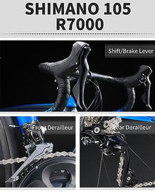 KOOTU Carbon Road Bike Lightweight Bicycle with Shimano 105 R7000 Groupset Black Red