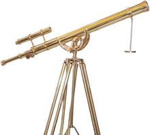 Antiqueex Vintage Nautical Telescope 65" Adjustable Wooden Tripod Shiny Brass Finish