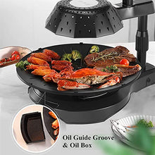 NEWCES Safety Certification 3D Infrared Healthy Barbecue Grill Electric BBQ Grill w/Non-Stick Coated Plates 5-Level Firepower Adjustable Smokeless Barbeque Grill Black