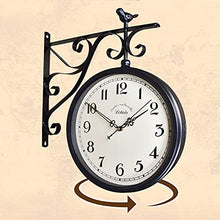 Garden Wall Clock Classic Station Wall Clock Retro Double Sided Wall Clock Outdoor Clock with Bracket Vintage Wall Clock - Vintage Clock