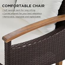 YWMLFZ 4-Piece Garden Furniture, Patio Seating Set, PE Rattan Outdoor Sofa, Wood Table and Legs
