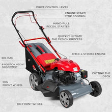 173CC 4-Cycle Engine Gas Engine Lawn Mower, 20-Inch Self-Propelled Lawn Mowers, Push Lawn Mower with 60L Grass Tank for Yard Patio Lawn Landscaping