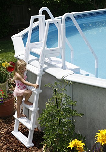 Blue Wave Easy Pool Step with Outside Ladder White