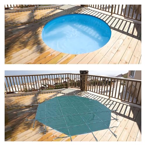 MZZKFC Customizable Size Swimming Pool Safety Cover, Extra Large Round Pools Leaf Cover 3-35ft, Heavy Duty Foldable Pool Protection Mesh for Home Garden Hotel(Green,10.7m-35 Foot)