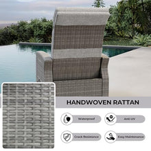 Reljofum Outdoor Wicker Recliner Chair Set of 2 Grey