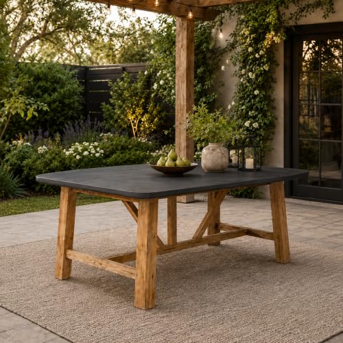 Modern Indoor/Outdoor Dark Grey 70.9" Rectangular Concrete Fiber Dining Table