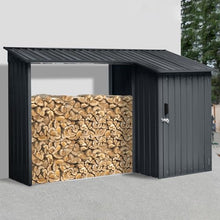 CIATRE 106''Outdoor Steel Firewood Rack and Metal Storage Shed - Two-in-One Solution for Wood Storage and Tool Organization - Rust-Resistant and Weather-Proof Design