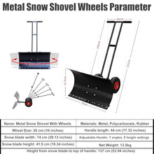 Eoweiot Snow Shovel with Wheels - 7-Way Pivoting Blade ＆ 5 Position Height Adjustments Snow Plow, 13.5kg,Walkways Patios with Ease