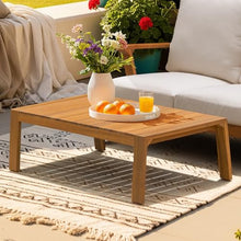 Idzo Jasper Solid Acacia Wood Loveseat Patio Set with Beige Cushions & Coffee Table – Modern Outdoor Furniture for Poolside, Garden, or Deck