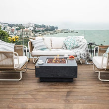 Elementi Manhattan Dark Grey 36” Propane Fire Pit Table Outdoor Fire Table with Glass Windscreen, Stainless Steel Cover, Tank Cover, Canvas, Floor Mat, Hammock, Beverage Tub