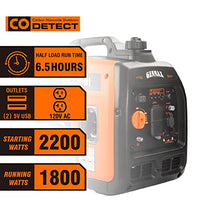 GENMAX Portable Generator，2200W Ultra-Quiet Gas Engine, EPA Compliant, Eco-Mode Feature, Ultra Lightweight for Backup Home Use & Camping (GM2200i)