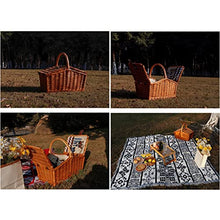 Storage Basket,Wicker Picnic Sets with Utensils Cutlery, Hand Woven Willow Hamper for 4 Persons, for Family,Party,Outdoor,Camping