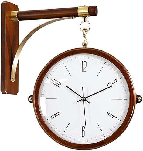 CUTPOIY Wall Clock,Double Sided Wall Clock, Vintage Solid Wood Wall-Mounted Clock with Waterproof Cover for Indoor & Garden, Hanging Décor Wall Decoration(OneColor)