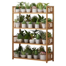 4 Tier Wood Plant Holder Shelf Indoor Outdoor Bamboo Plant Shelf Multiple Flower Pot Display Shelf Multifunctional Storage Rack Holder Floor Standing Plant Stand For Patio Balcony Garden Yard