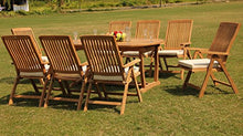 TeakStation 8 Seater Grade-A Teak Wood 9 Pc Dining Set: 94" Mas Oval Trestle Leg Table and 8 Marley Reclining Arm/Captain Chairs #TSDSASl