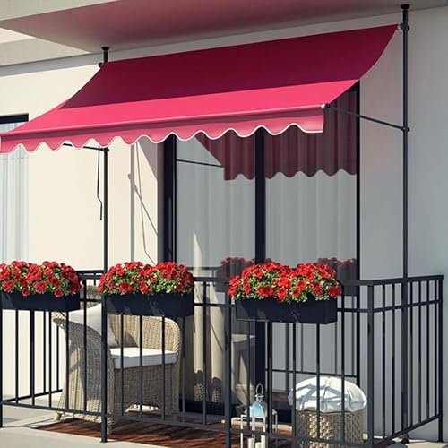 CHENWMZ Adjustable Freestanding Sunshade with Hand Crank for Balcony Patio Pavilion & GardenOutdoor UV Protection Umbrella Awning