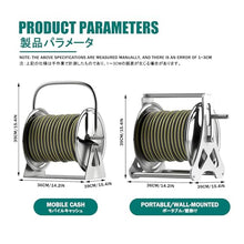HBOOMOEM Wall-Mounted Garden Hose Reel，Stainless Steel Metal Water Pipe Storage Rack Frame，with Handle and Mounting Bracket, Suitable for Garden, Car Wash, Pets.(Regular Version,25m)