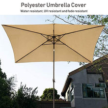 USZWBY Beige 8 Feet Rectangular Market Umbrella with Crank Handle & Tilt,Outdoor Shades Canopy Parasols for Garden,Patio Tables,Beach & Pool (Beige 2M×3M)