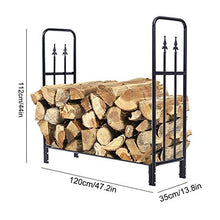 TXGJWRA Large 4ft Firewood Log Rack Holder Heavy Duty Wide Fireplace Logs Lumber Storage Carrier for Outdoor/Patio/Campfire Kindling Wood Stove Accessories Black,