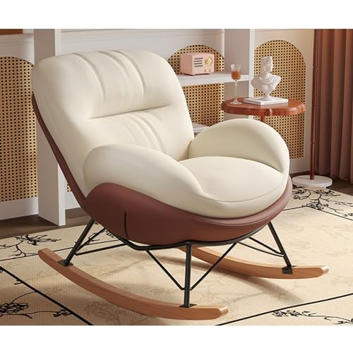 MHJKHG Terrace Comfortable Rocking Chair,Modern Lounge Chair for Balcony,Indoor Bedroom Rocking Chair,Sofa Lounger with Cushion,Ergonomic Chairs,Outdoor G