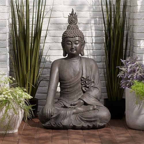 John Timberland Sitting Buddha 42" High Gray Indoor-Outdoor Large Statue