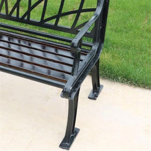 TBLOTYD Patio Benches Cast Iron Garden Bench with Hollow Frame Backrest, Leisure Seat with Armrests, Black Outdoor Furniture