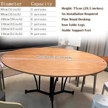 Innovz Wooden Round Dining Room Table Foldable, Heavy Duty Folding Banquet Table with Metal Legs, Home Card Table Coffee Table Family Dinner Tables, Easy Store(130cm(51ihch))