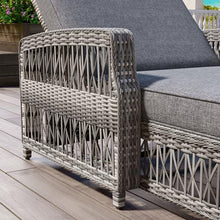 Merax Patio Lounge Chair, Outdoor Rattan Chaise Lounge with 4 Adjustable Backrest and Armrests, All Weather Wicker Reclining Pool Sunbathing Chair & Soft Removable Cushions for Poolside, Garden, Gray