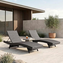 Lexicon Wicker Outdoor Lounge Chairs Set of 2 - Outdoor Lounger, Aluminium Frame, 3 Position Adjustable Backrest Patio Chaise Lounger for Garden, Backyard, Patio Poolside Lawn, Espresso