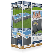 Bestway Power Steel Rectangular Above Ground Swimming Pool Set Gray